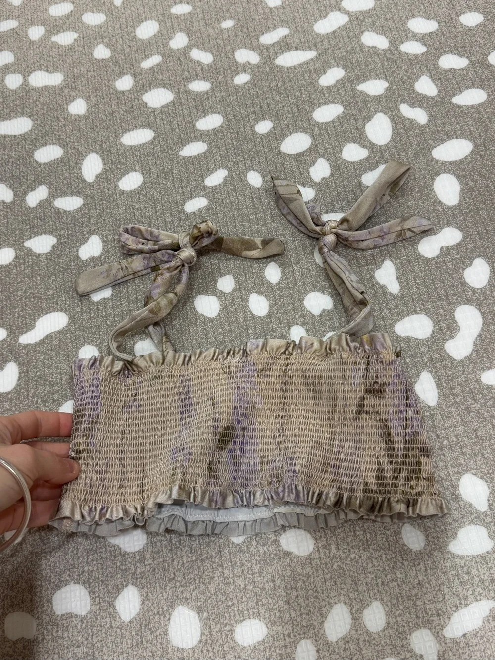 Zimmermann girls smocked bikini top swim squareneck tie straps adjustable floral